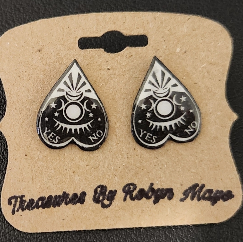 Ouija Board Planchette Stud Earrings-Valentine's Day Gift Alert!